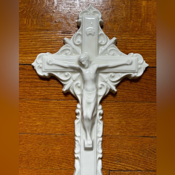 Vintage Glazed Ceramic Cross - Picture 2 of 5